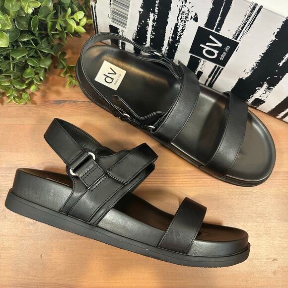 DV by Dolce Vita Women's Argyle Strap Sandals Black Size 6 - Picture 1 of 8